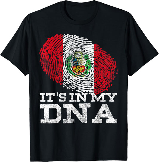It's In My DNA Peruvian Gifts Hispanic Bandera de Peru Flag T-Shirt - T-Shirt | Black