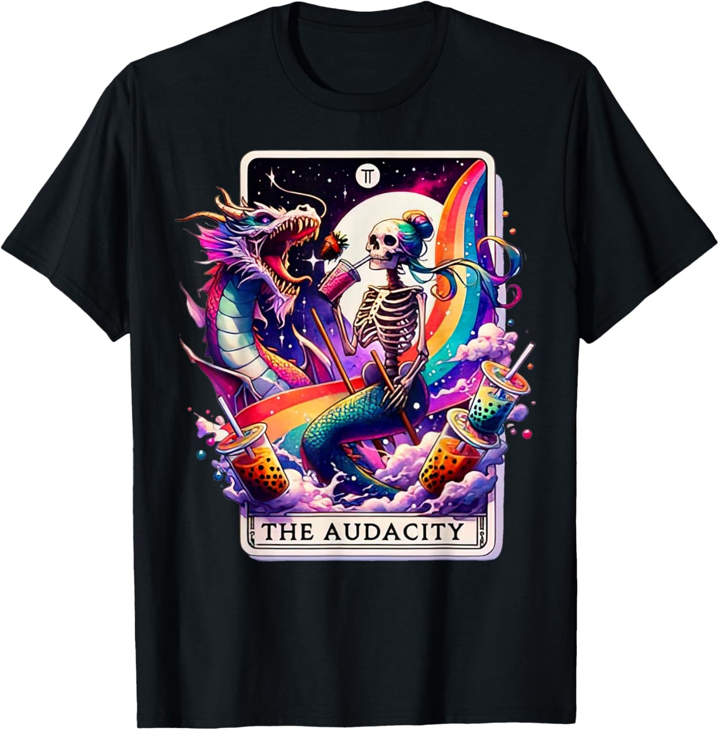 The Audacity Tarot Mermaid Dragon T-Shirt - T-Shirt | Black