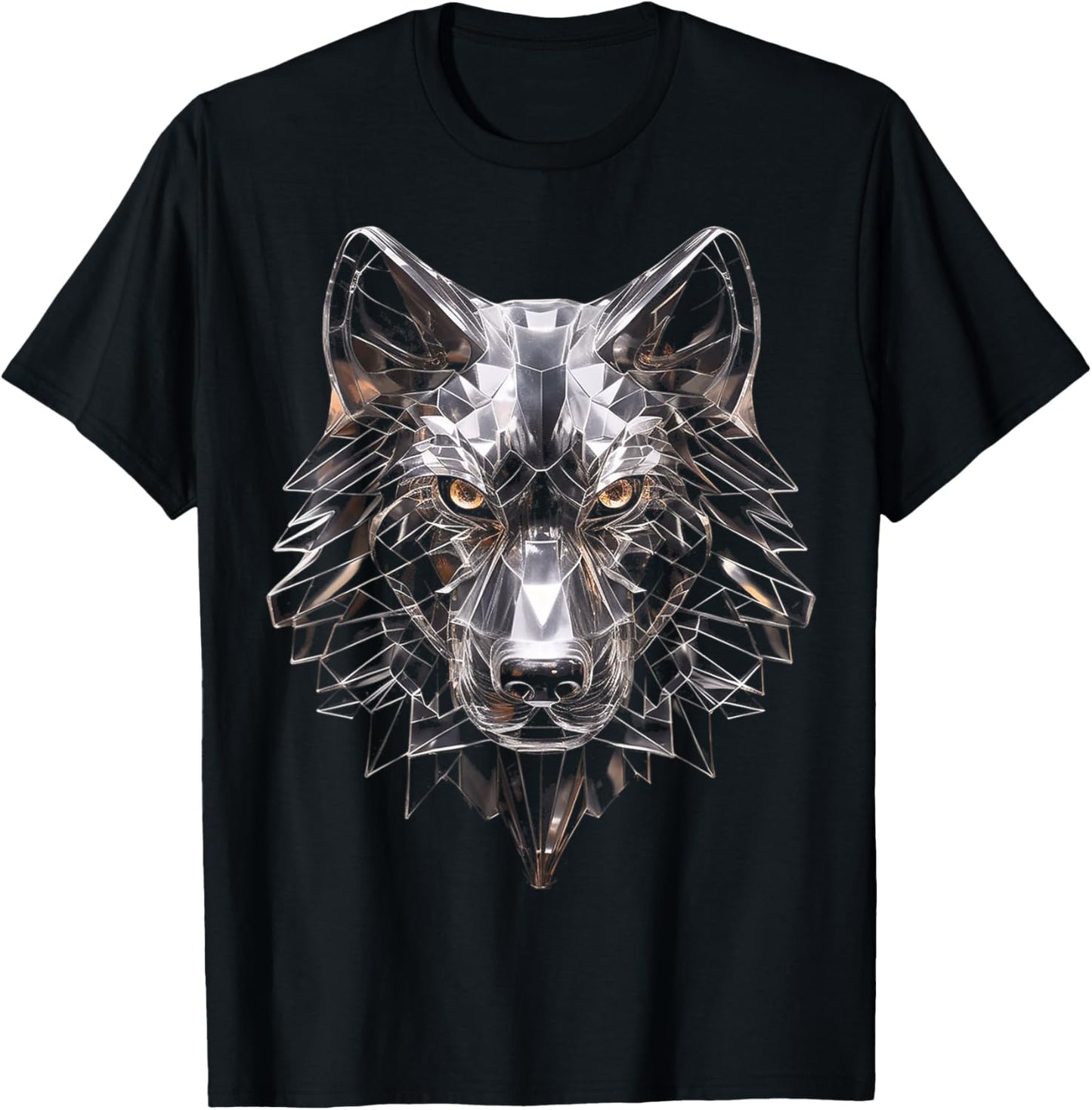 Wolf Glass Art Polygon Animal Abstract Graphic Wolf T-Shirt - T-Shirt | Black