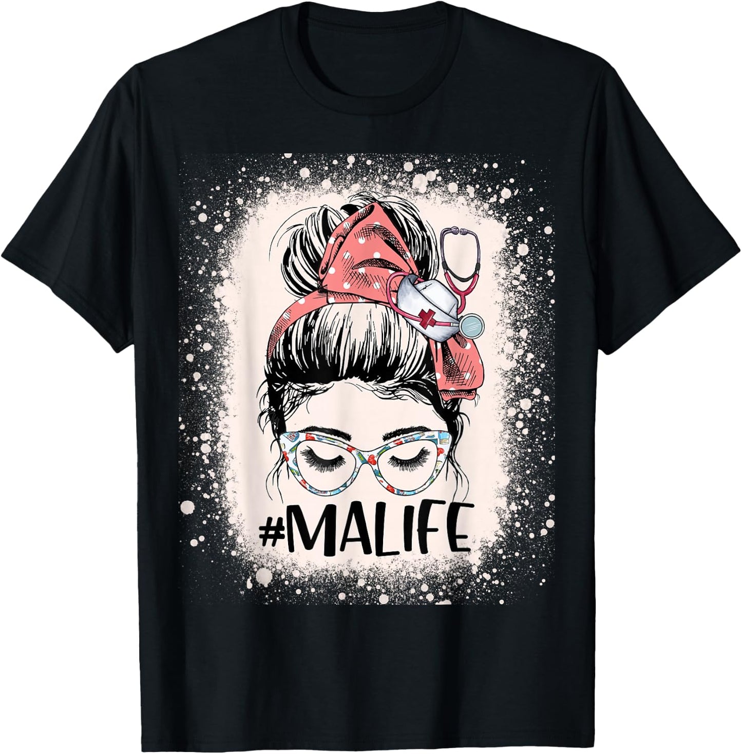 Medical Assistant Messy Bun MA Life Funny Nursing Assistant T-Shirt - T-Shirt | Black