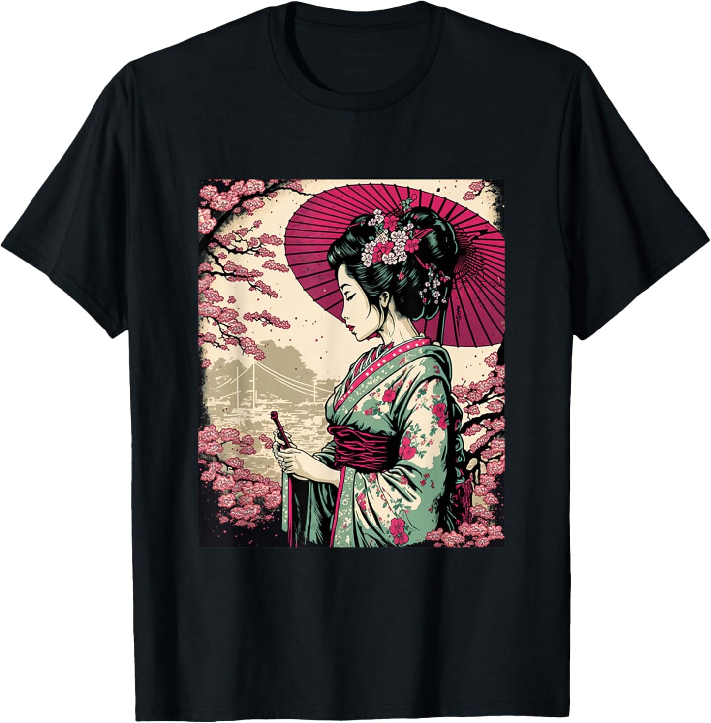 Classic Portrait Geisha T-Shirt - T-Shirt | Black
