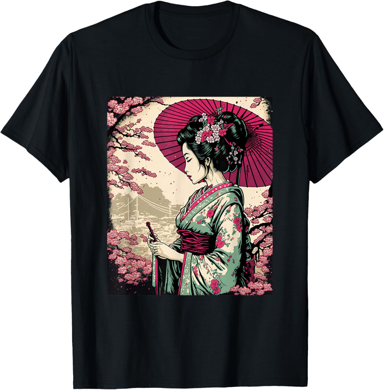 Classic Portrait Geisha T-Shirt - T-Shirt | Black