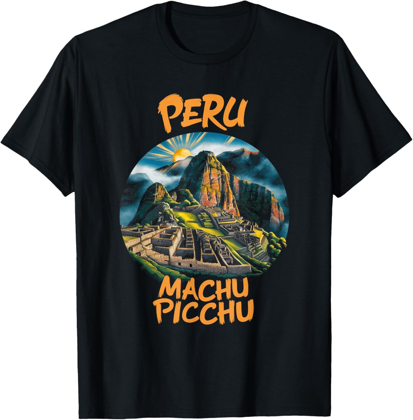 Explore The Beauty of Peru With Machu Picchu Sunrise T-Shirt - T-Shirt | Black