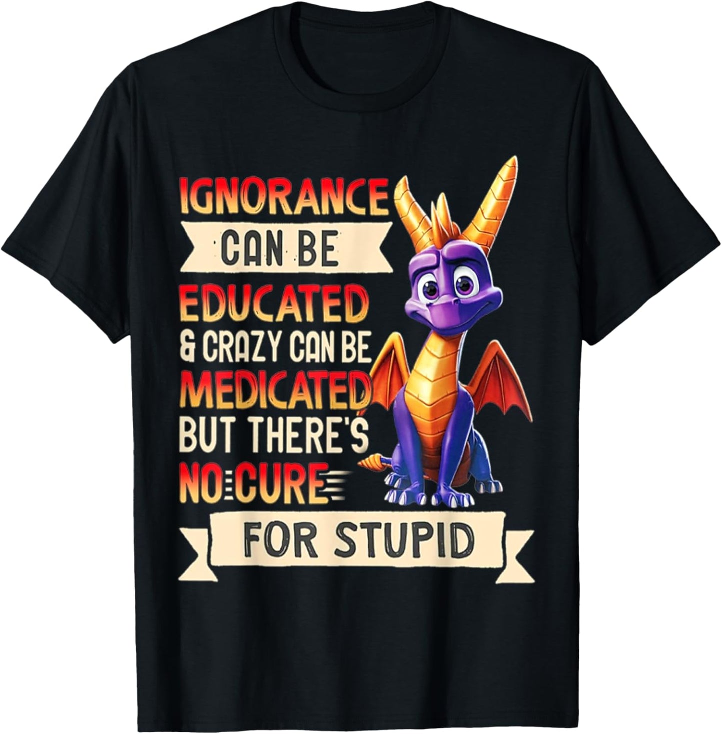 Ignorance Can Be Educated And Crazy Can Be Medicated T-Shirt - T-Shirt | Black