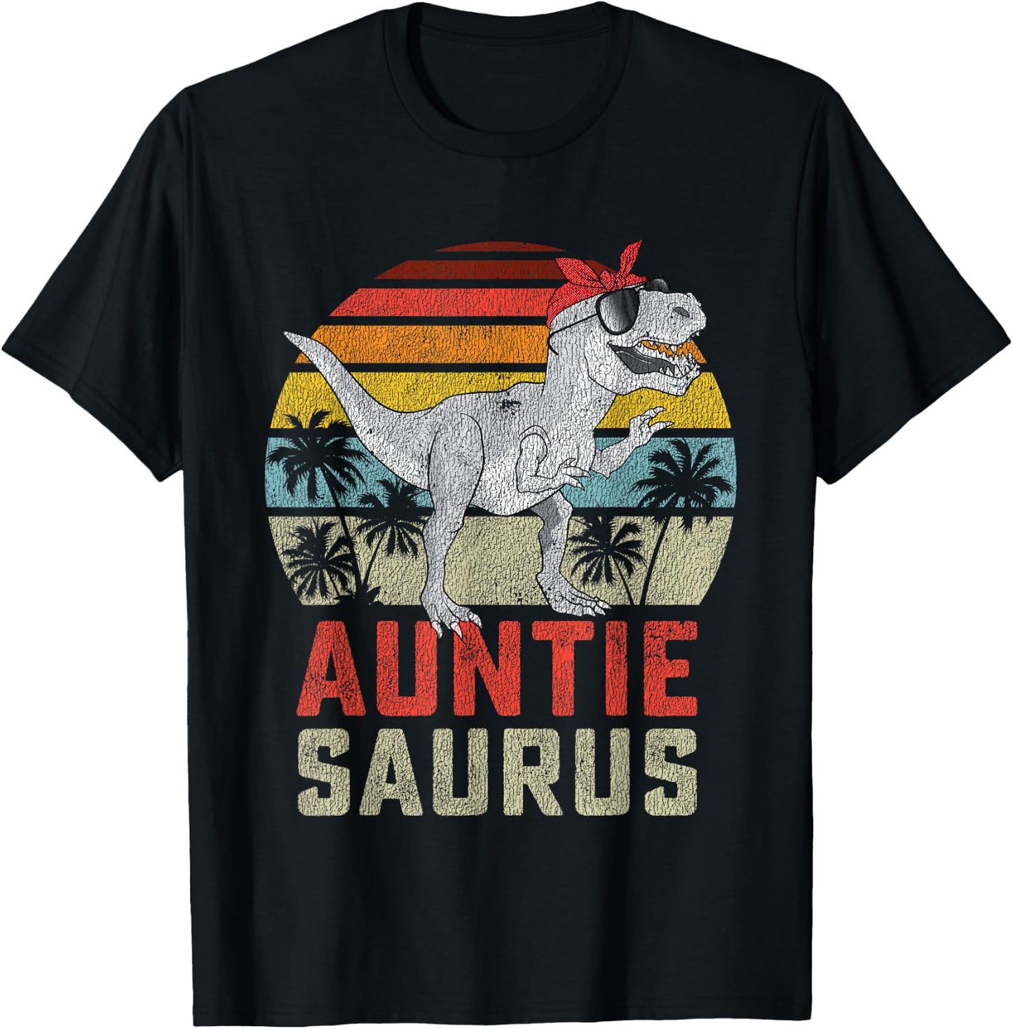 Auntiesaurus T Rex Dinosaur Auntie Saurus Family Matching T-Shirt - T-Shirt | Black