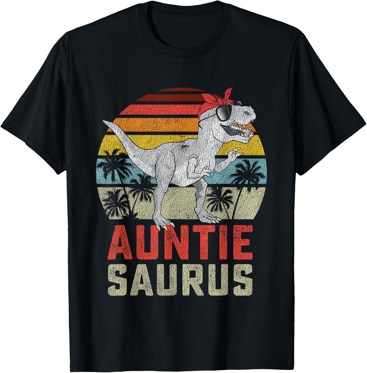 Auntiesaurus T Rex Dinosaur Auntie Saurus Family Matching T-Shirt - T-Shirt | Black