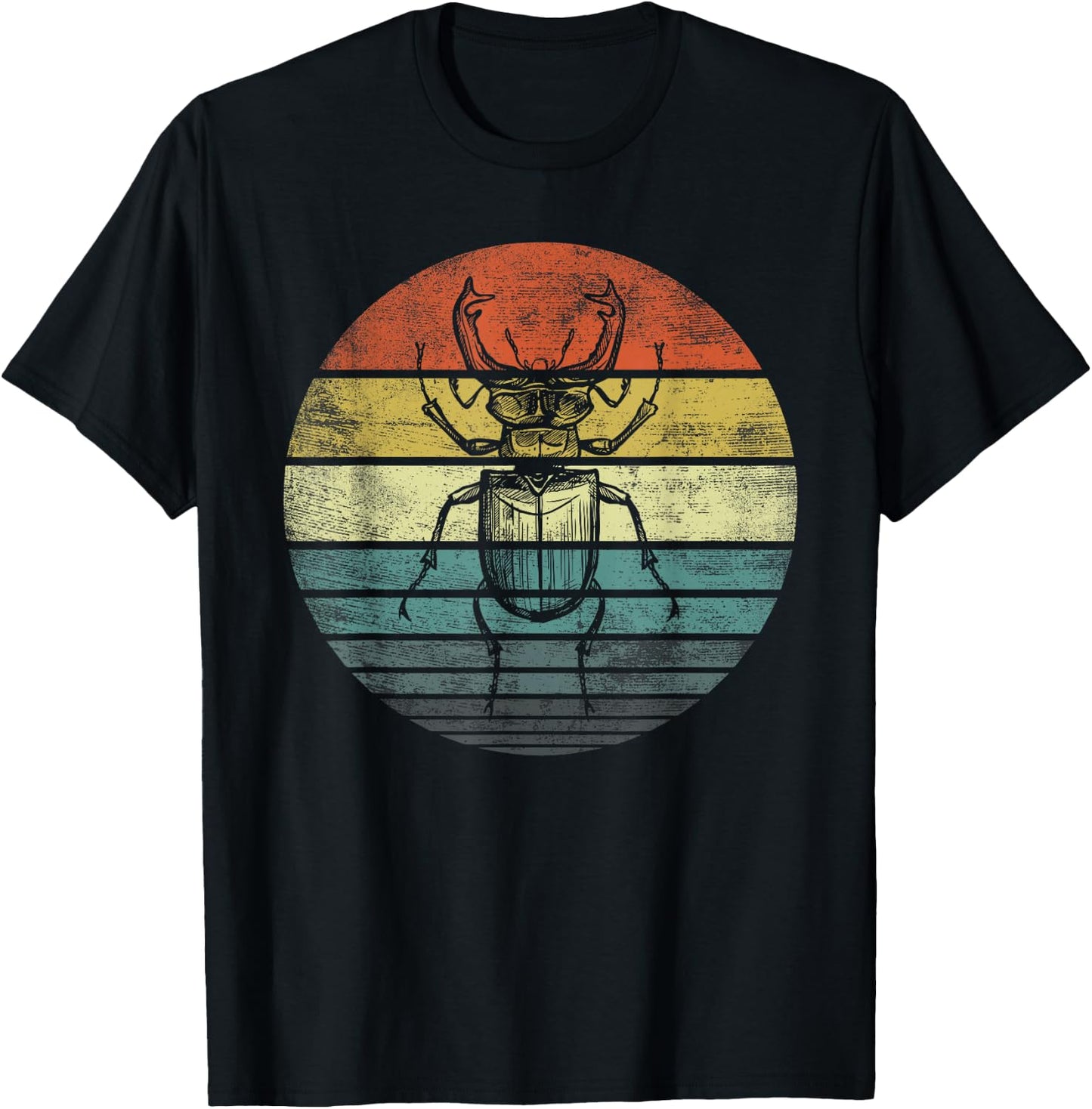 Bug Lover Entomologist Gifts Retro Sunset Insects Entomology T-Shirt - T-Shirt | Black