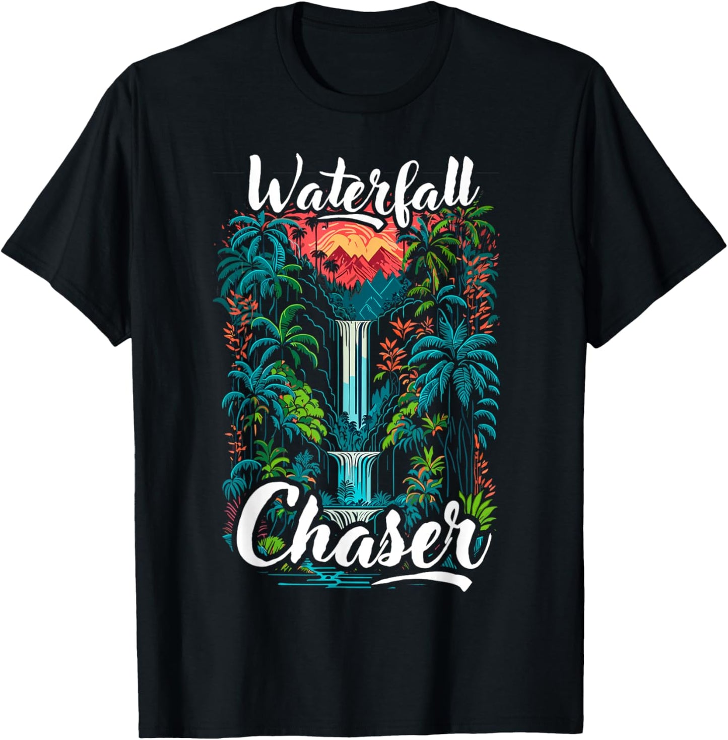Waterfall chaser, funny, nature, traveling and outdoors T-Shirt - T-Shirt | Black