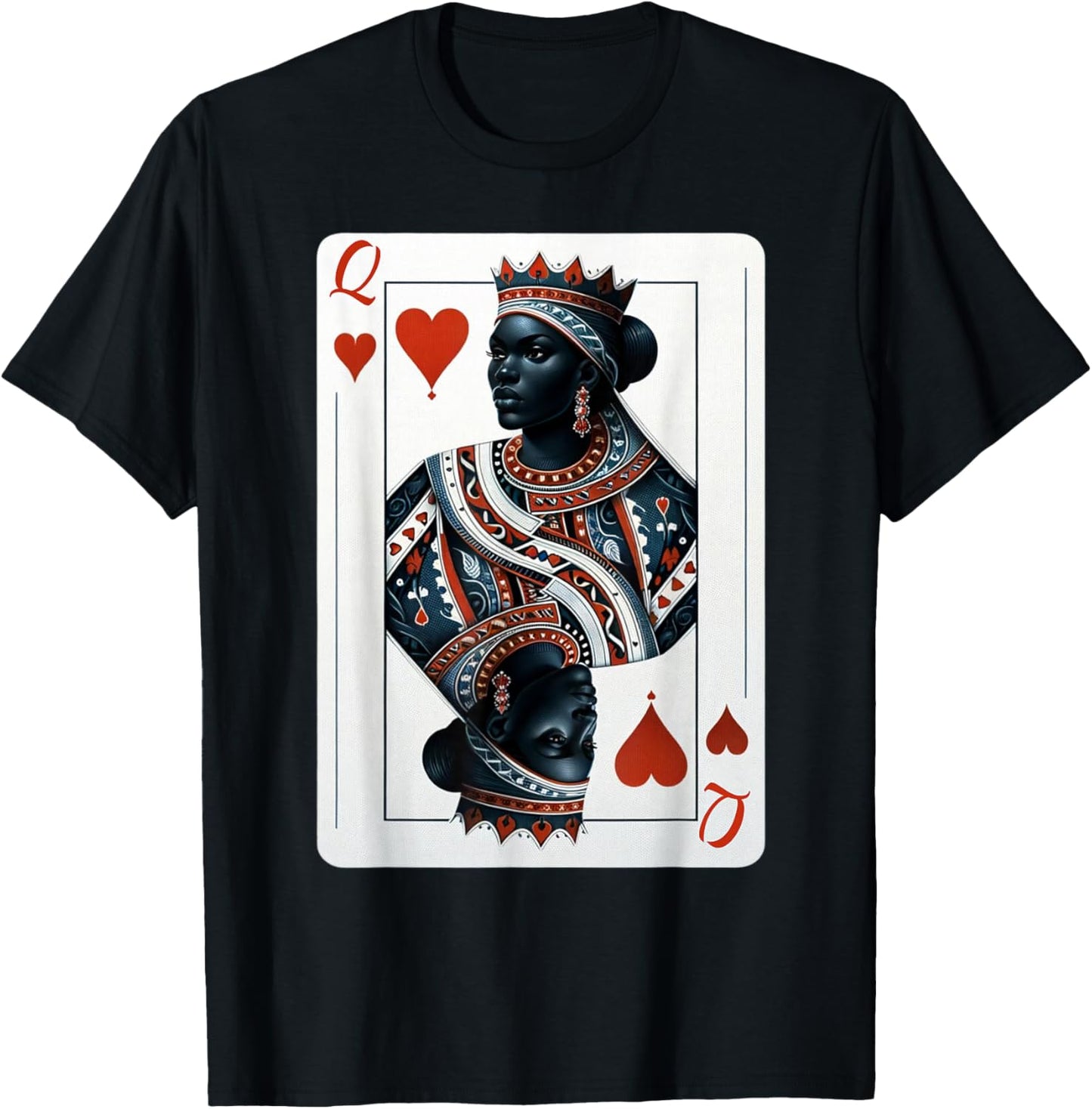 Black Queen of Hearts Card Deck Game Proud Black Woman T-Shirt - T-Shirt | Black
