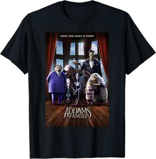 Addams Family Group Shot Portrait Movie Poster T-Shirt - T-Shirt | Black