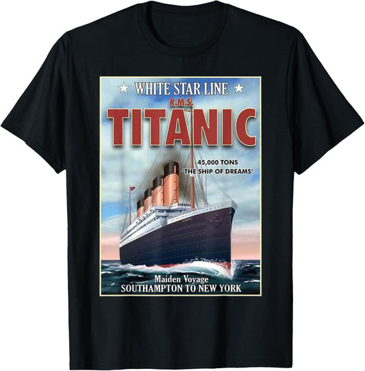 A 1912 Vintage Titanic Voyage Ship Cruise Vessel T-Shirt - T-Shirt | Black