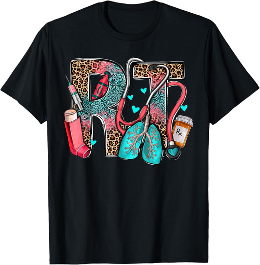 Rt Respiratory Therapist Stethoscope Nurse Western Nursing T-Shirt - T-Shirt | Black