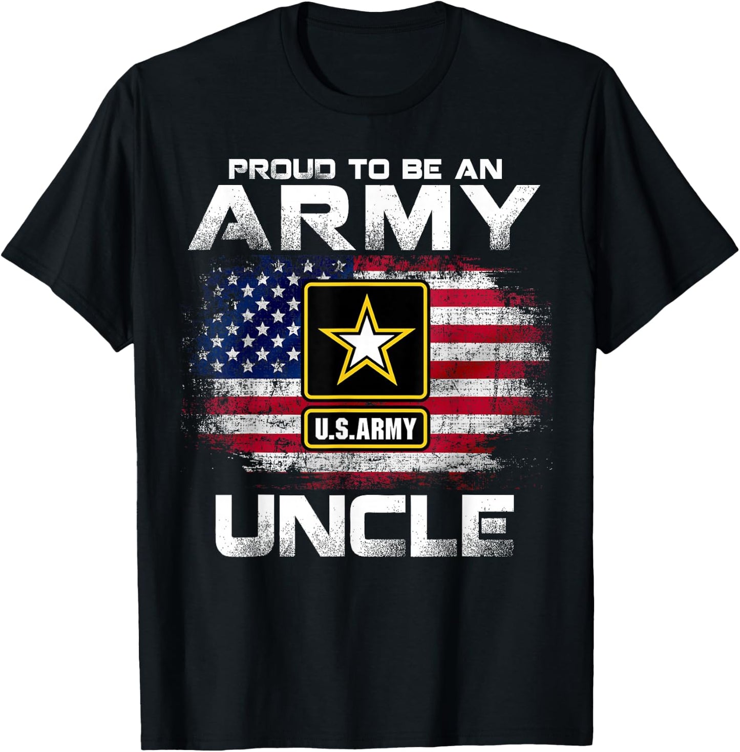 Proud To Be An Army Uncle With American Flag Gift Veteran T-Shirt - T-Shirt | Black