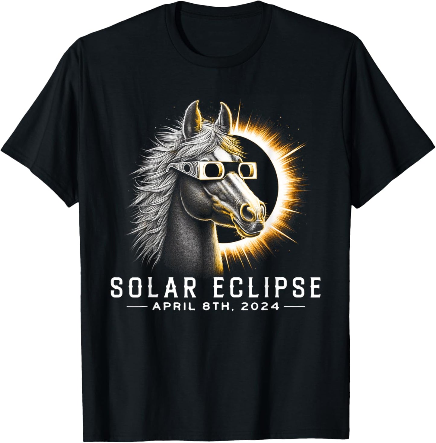 Solar Eclipse 2024 Total Eclipse April 8th 2024 horse lover T-Shirt - T-Shirt | Black
