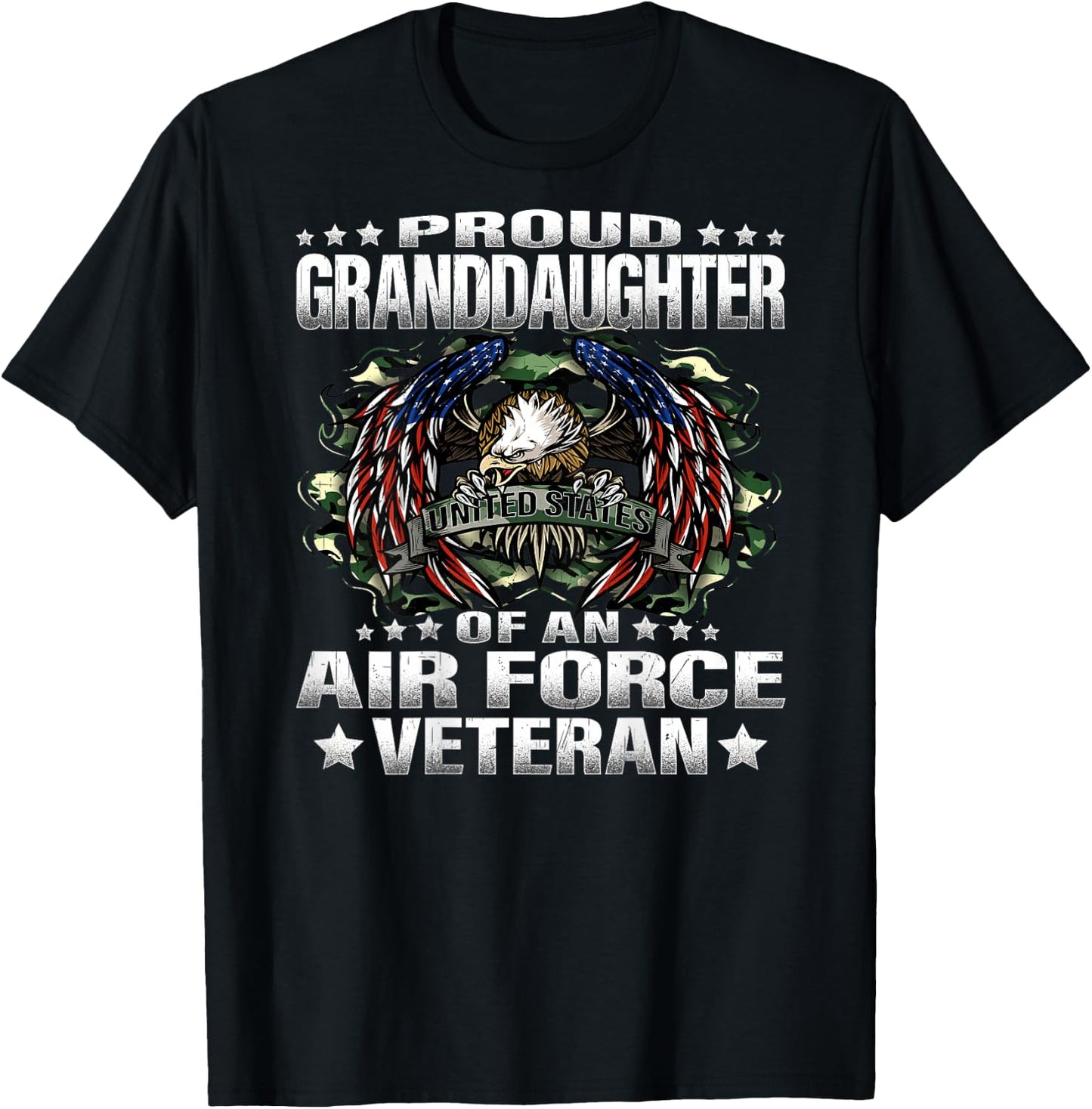 Proud Granddaughter Of An Air Force Veteran Vet's Family T-Shirt - T-Shirt | Black