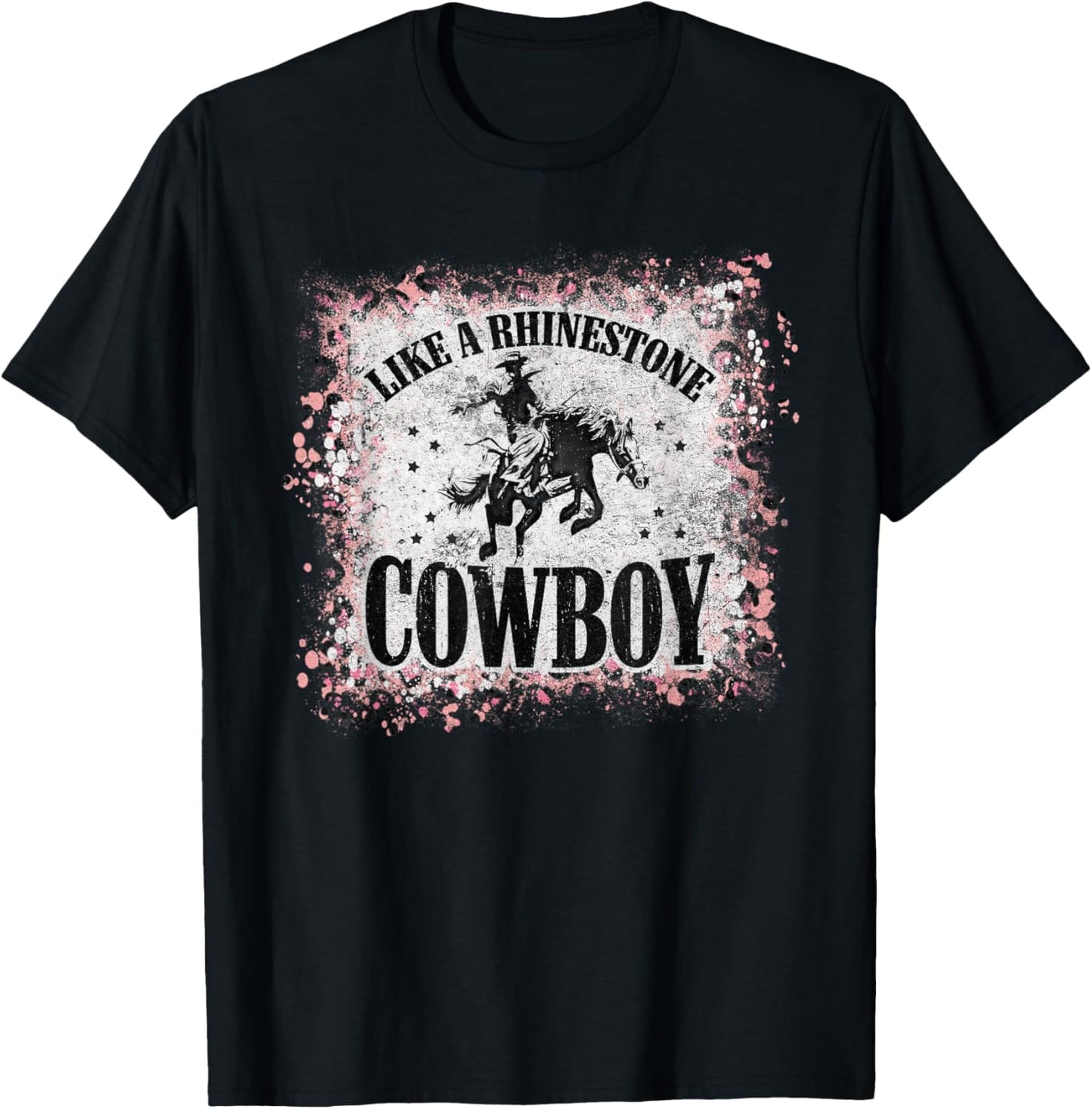 Vintage Leopard Bleached Like A Rhinestone Cowboy Horseback T-Shirt - T-Shirt | Black