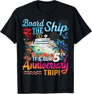 Husband Wife 5th Marriage Anniversary Cruise Ship Vacation T-Shirt - T-Shirt | Black