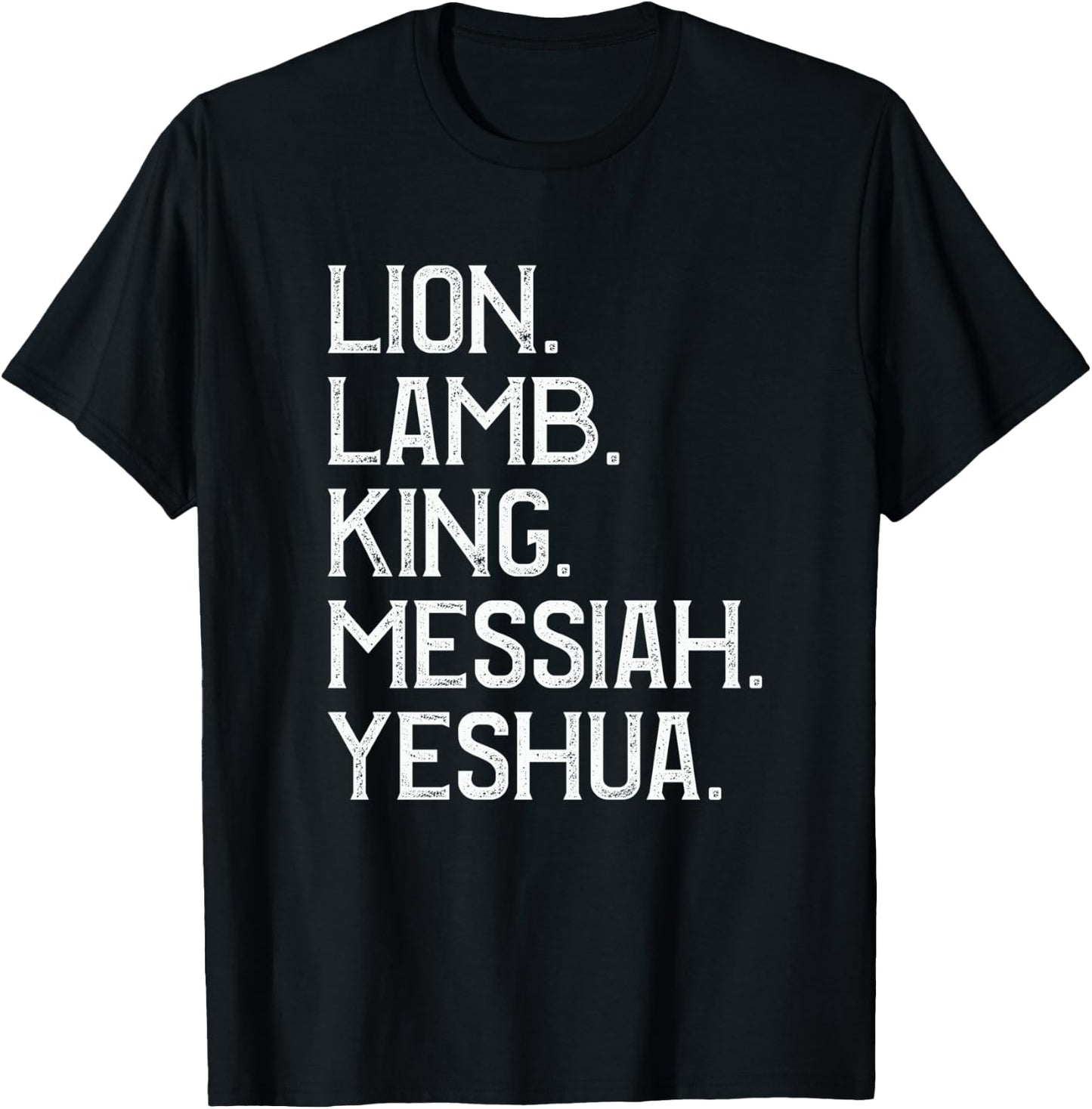 Distressed Lion Lamb King Messiah Yeshua Christian Bible T-Shirt - T-Shirt | Black