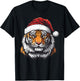 Tiger Santa Hat Zookeeper Xmas Tiger Lovers Christmas Pajama T-Shirt - T-Shirt | Black