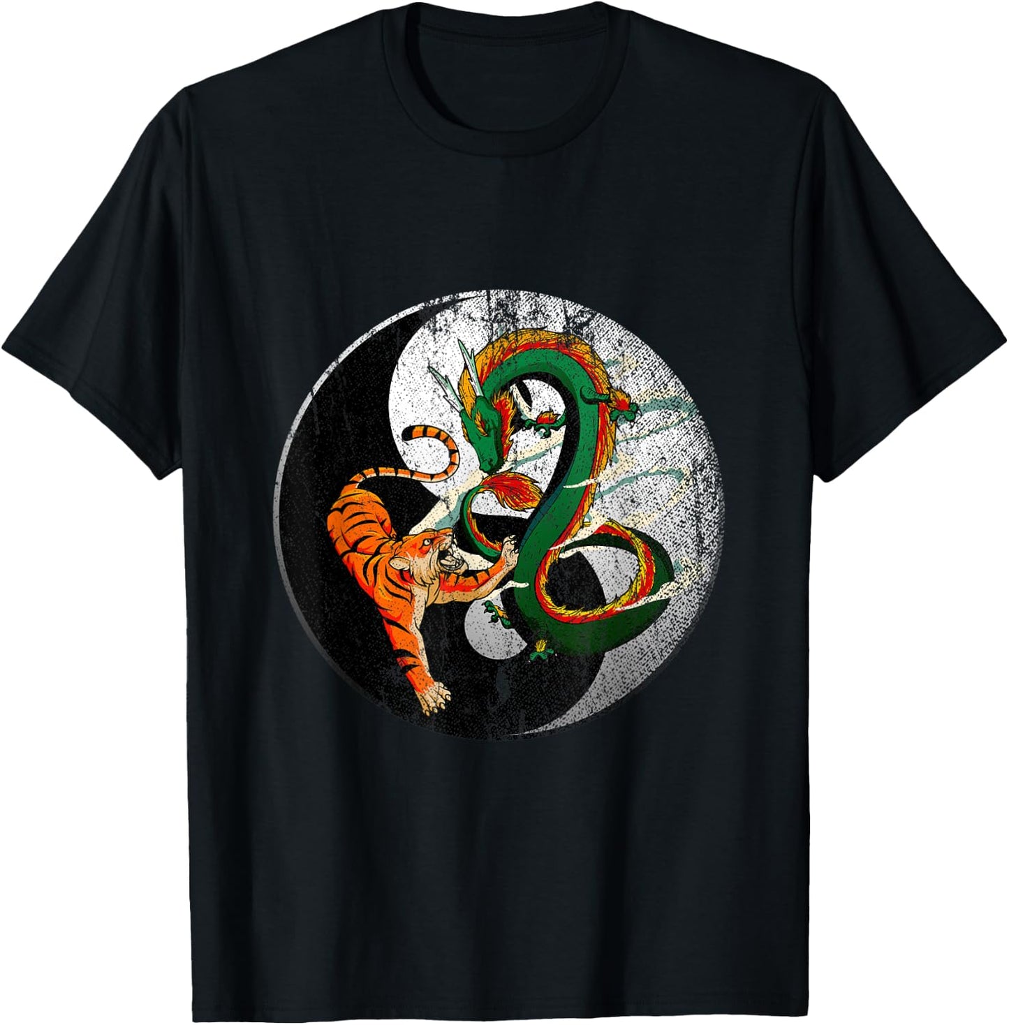 Dragon Yin Yang Tiger T-Shirt - T-Shirt | Black