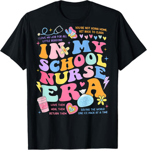 In My School Nurse Era, In My Nursing Student Era (On Back) T-Shirt - T-Shirt | Black
