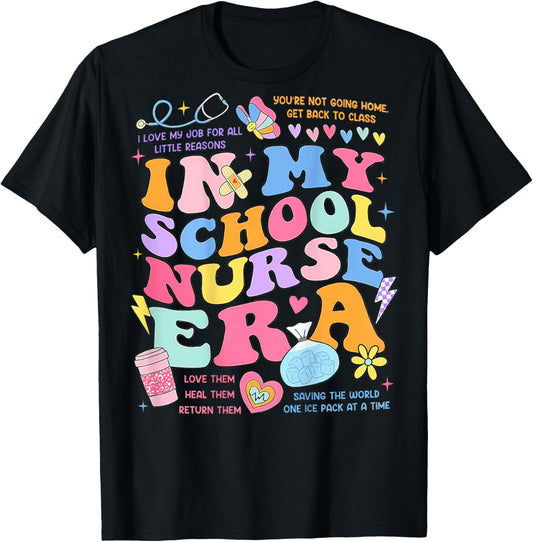 In My School Nurse Era, In My Nursing Student Era (On Back) T-Shirt - T-Shirt | Black