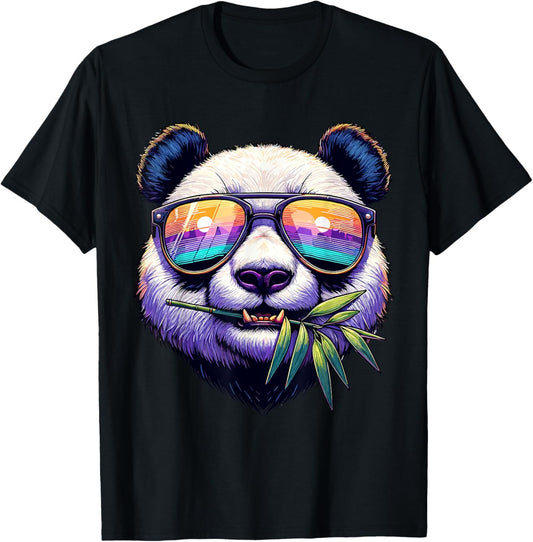 Funny Panda Bear In Sunglasses Panda T-Shirt - T-Shirt | Black