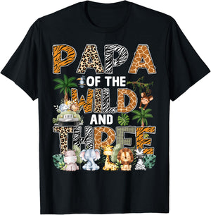 Papa Of The Wild Three Zoo 3Rd Birthday Safari Jungle T-Shirt - T-Shirt | Black