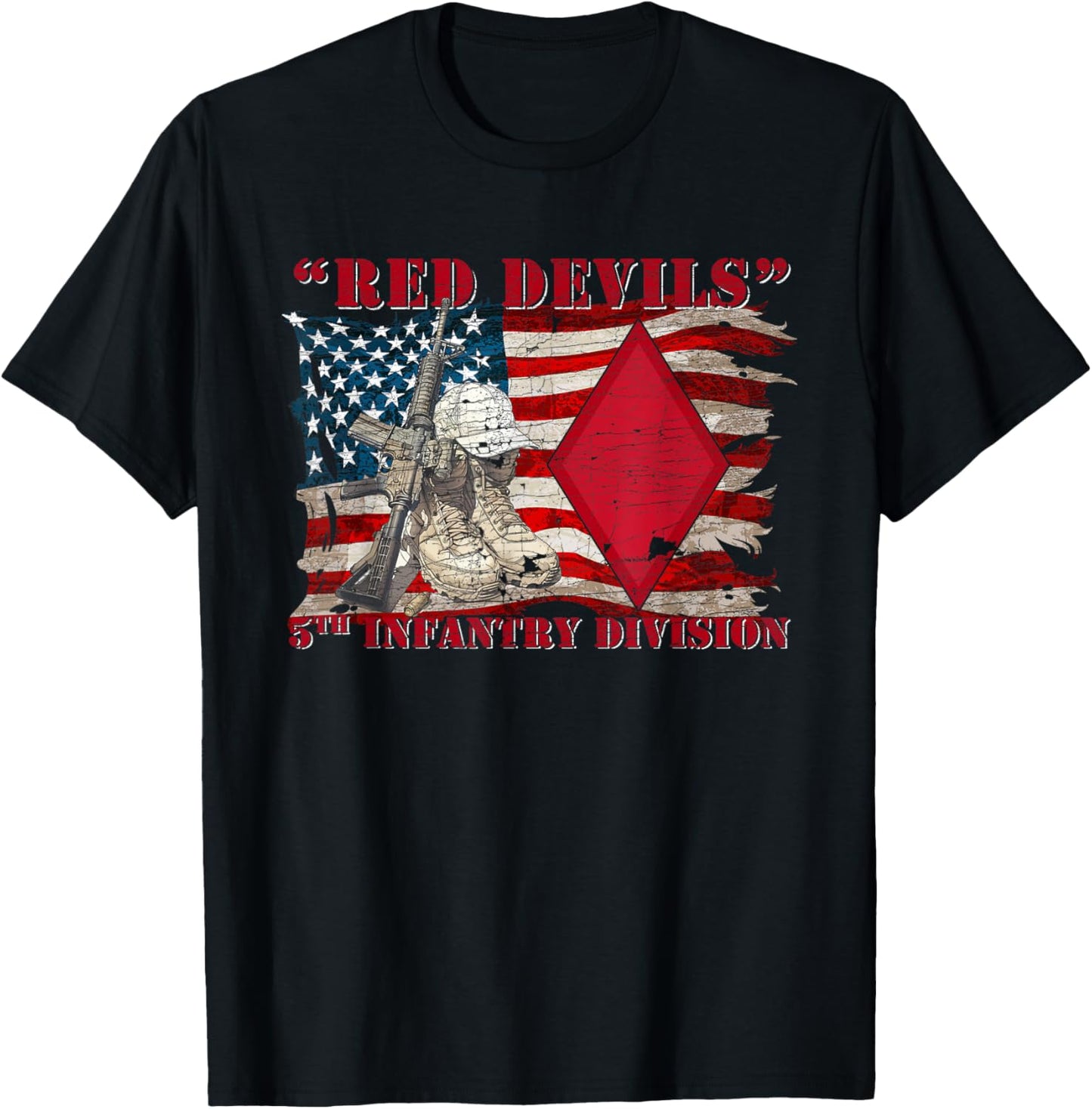 5th Infantry Division 5th ID Red Diamond Division T-Shirt - T-Shirt | Black