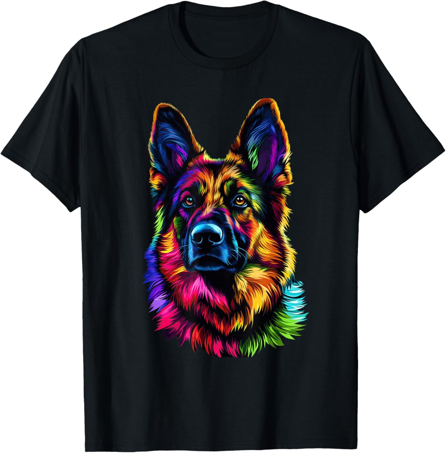 Colorful German Shepherd Pop Art Dog Lovers Gift T-Shirt - T-Shirt | Black