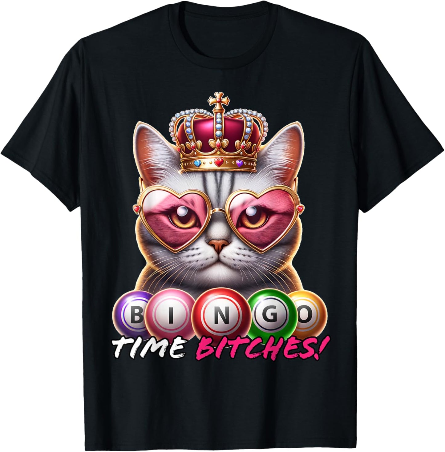 Funny Bingo Gifts Men Bingo Time Bitches Black Cartoon Graphic Modern T-Shirt - T-Shirt | Black