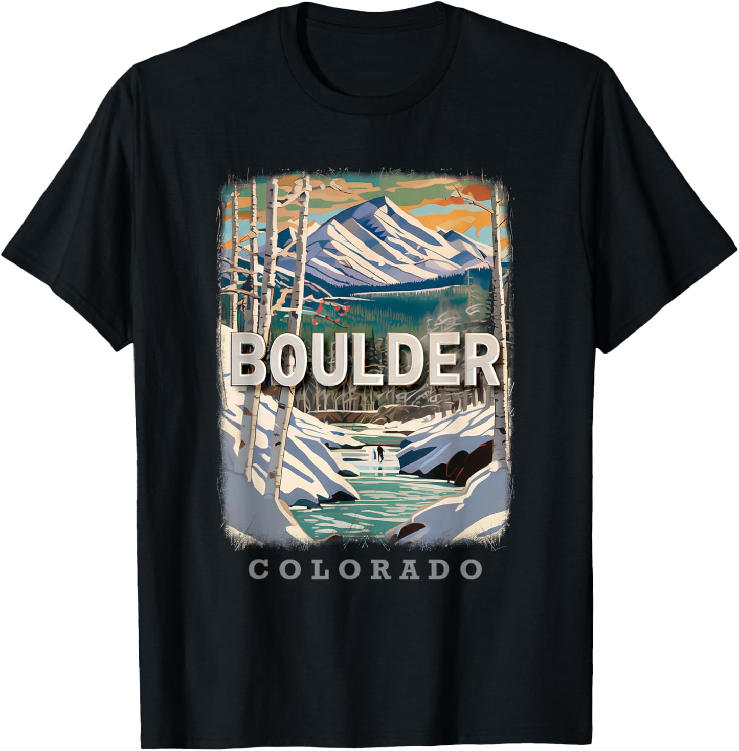 Boulder Colorado CO Rocky Mountain Majesty SD434 T-Shirt - T-Shirt | Black