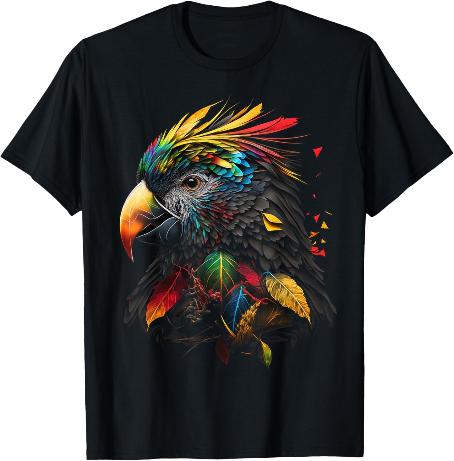 Parrot Colourful Polygon Animal Print Art Small T-Shirt - T-Shirt | Black