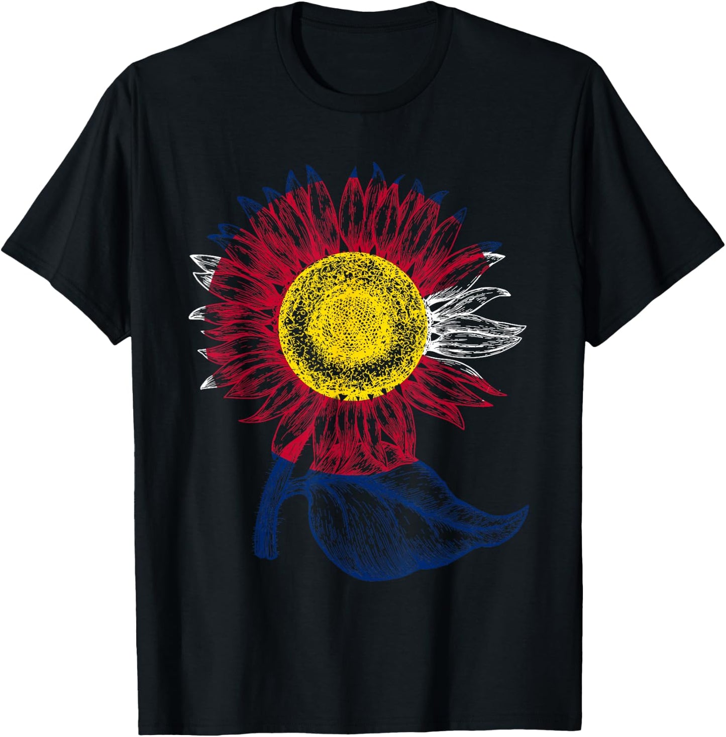 Colorful Colorado Flag Sunflower Women Mom Cute T-Shirt - T-Shirt | Black