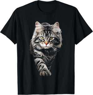 Cat Graphic Pet Illustration Cat Women Kids T-Shirt - T-Shirt | Black
