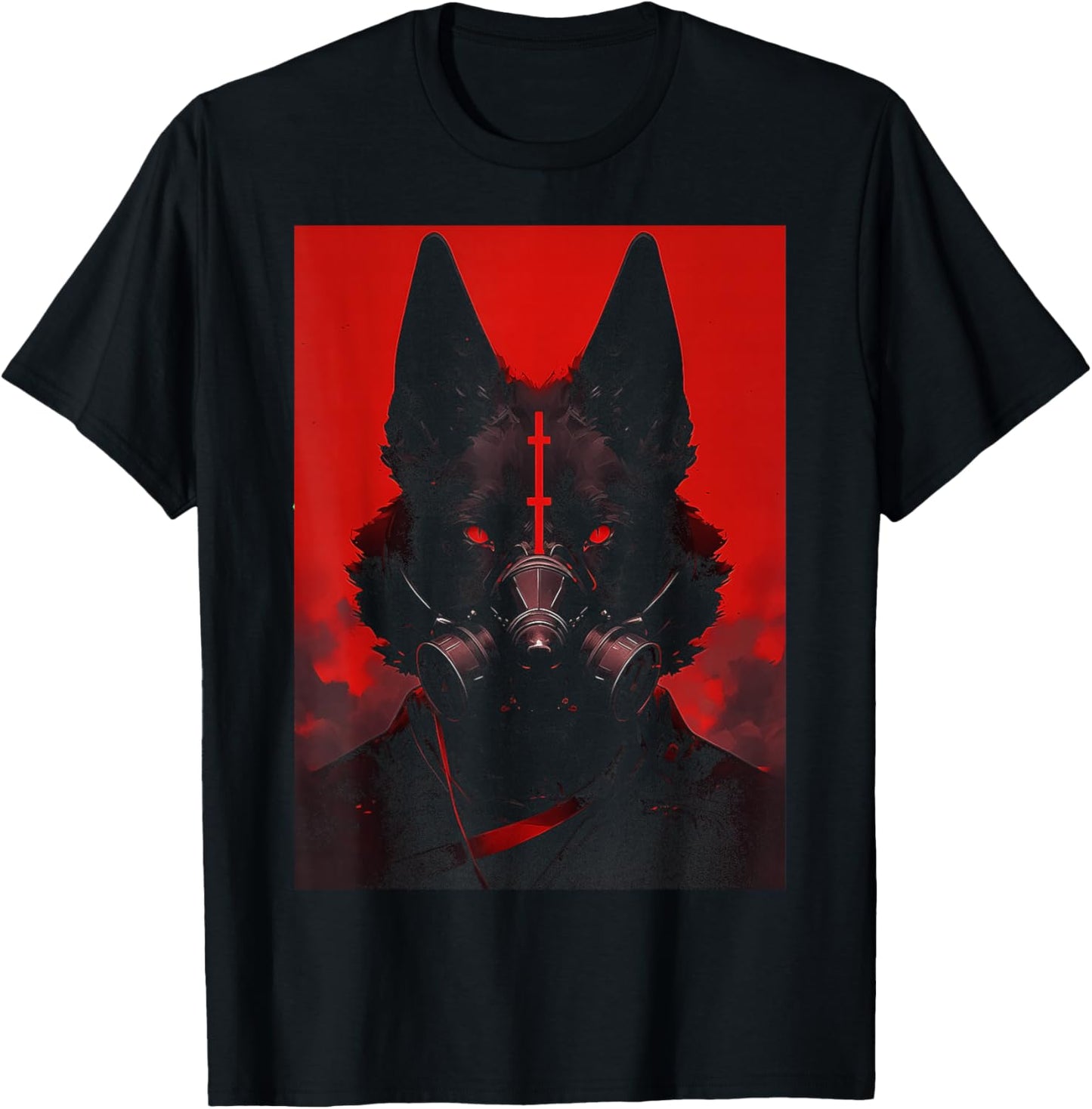 Futuristic Cyberpunk Gothic Wolf | Goth Grunge Punk Occult T-Shirt - T-Shirt | Black