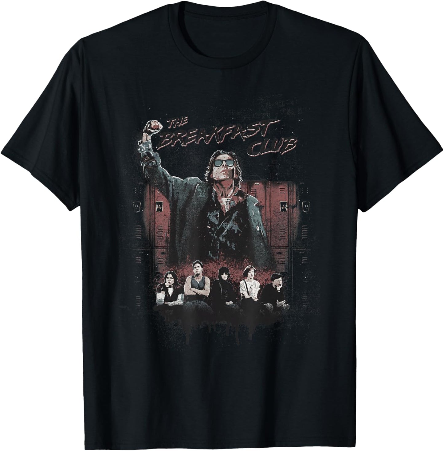 Breakfast Club Distressed Main Cast Logo Collage T-Shirt - T-Shirt | Black