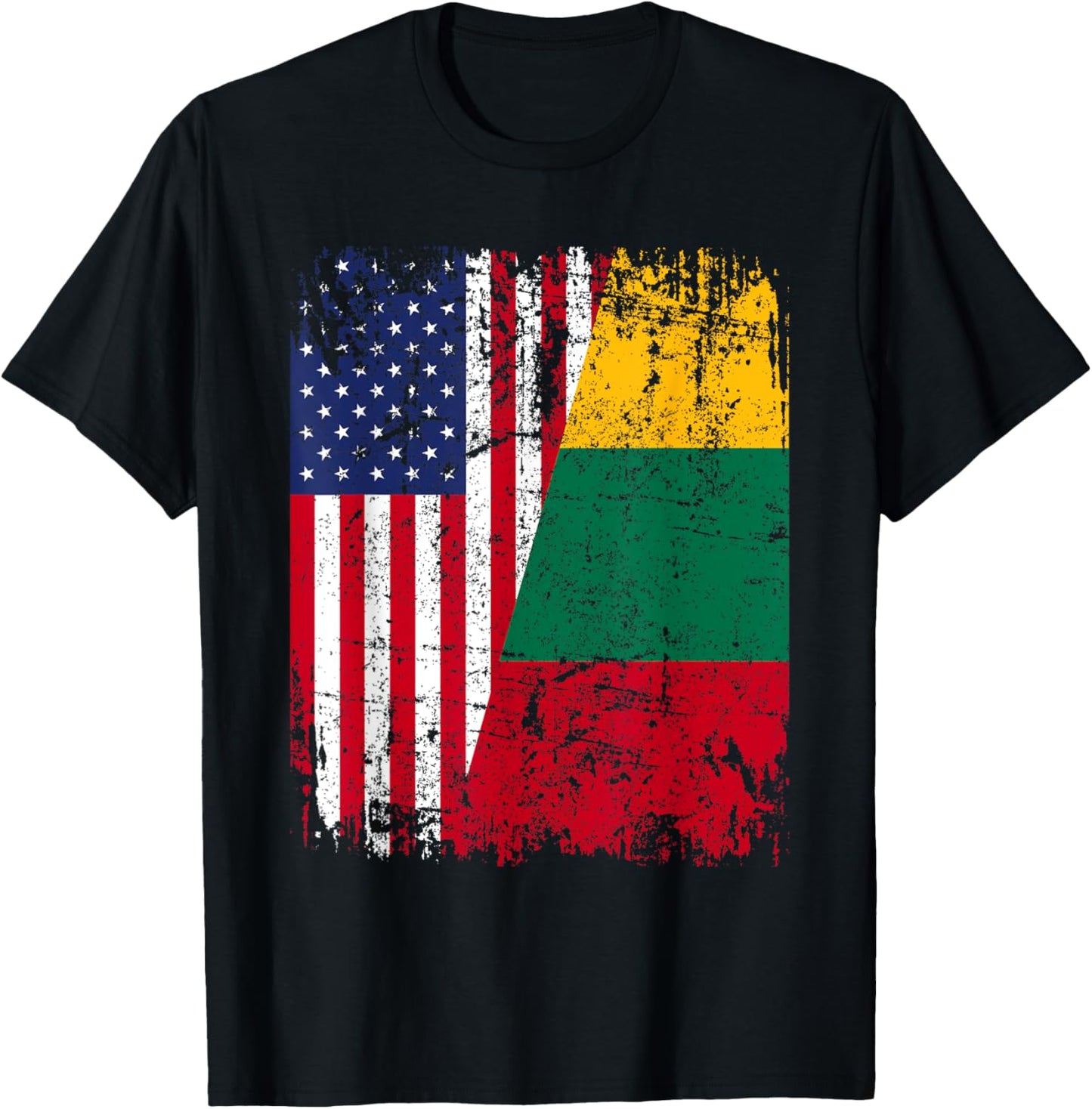LITHUANIAN American Flag | Men Women Kids | LITHUANIA T-Shirt - T-Shirt | Black