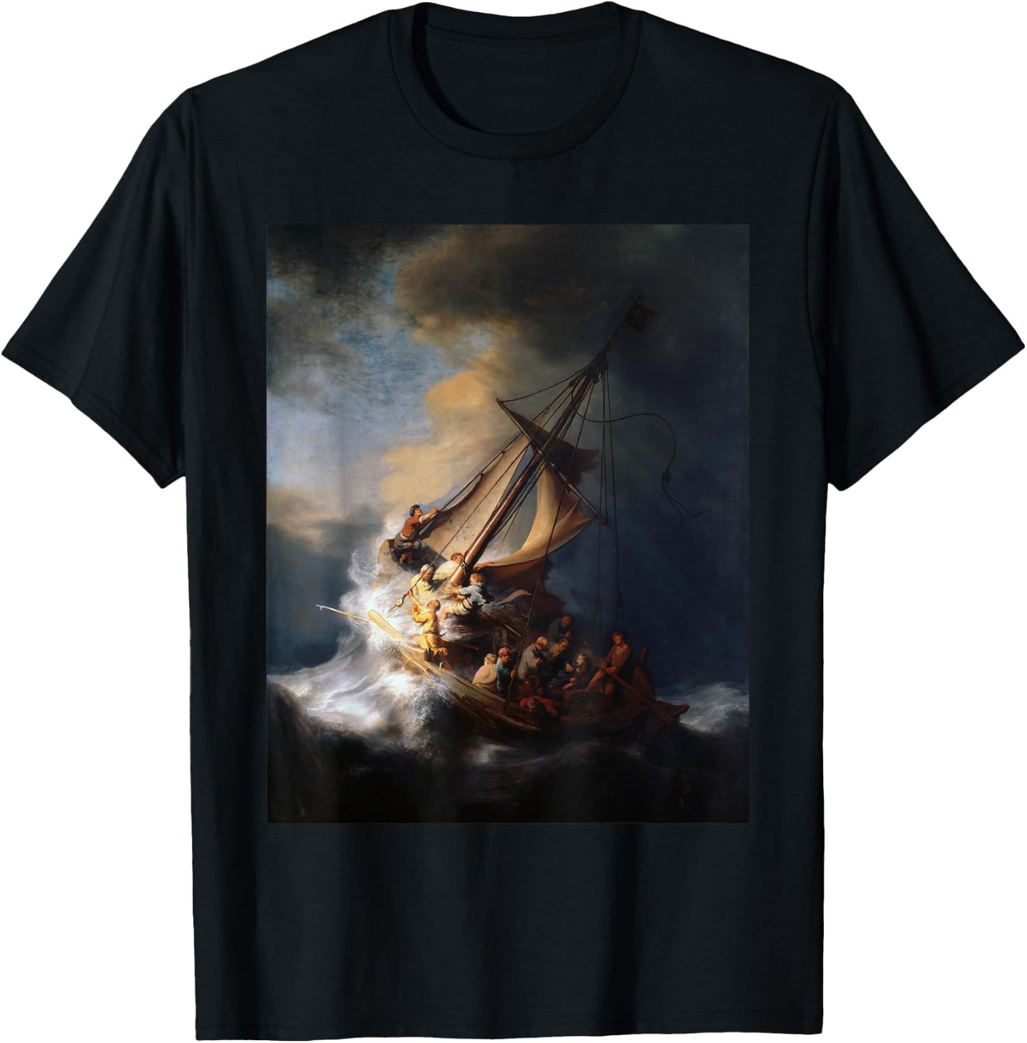 Rembrandt Christ in the Storm at the Sea of Galilee T-Shirt - T-Shirt | Black