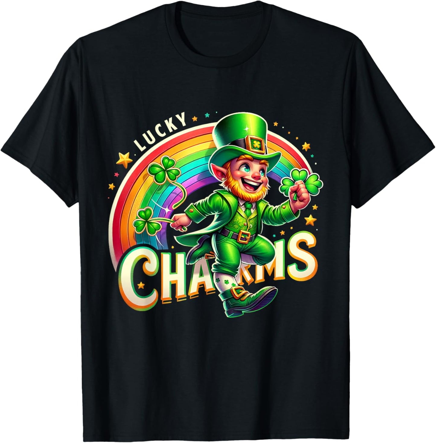 Lucky Charms Leprechaun St Patrick's Day Rainbow Irish Kids T-Shirt - T-Shirt | Black