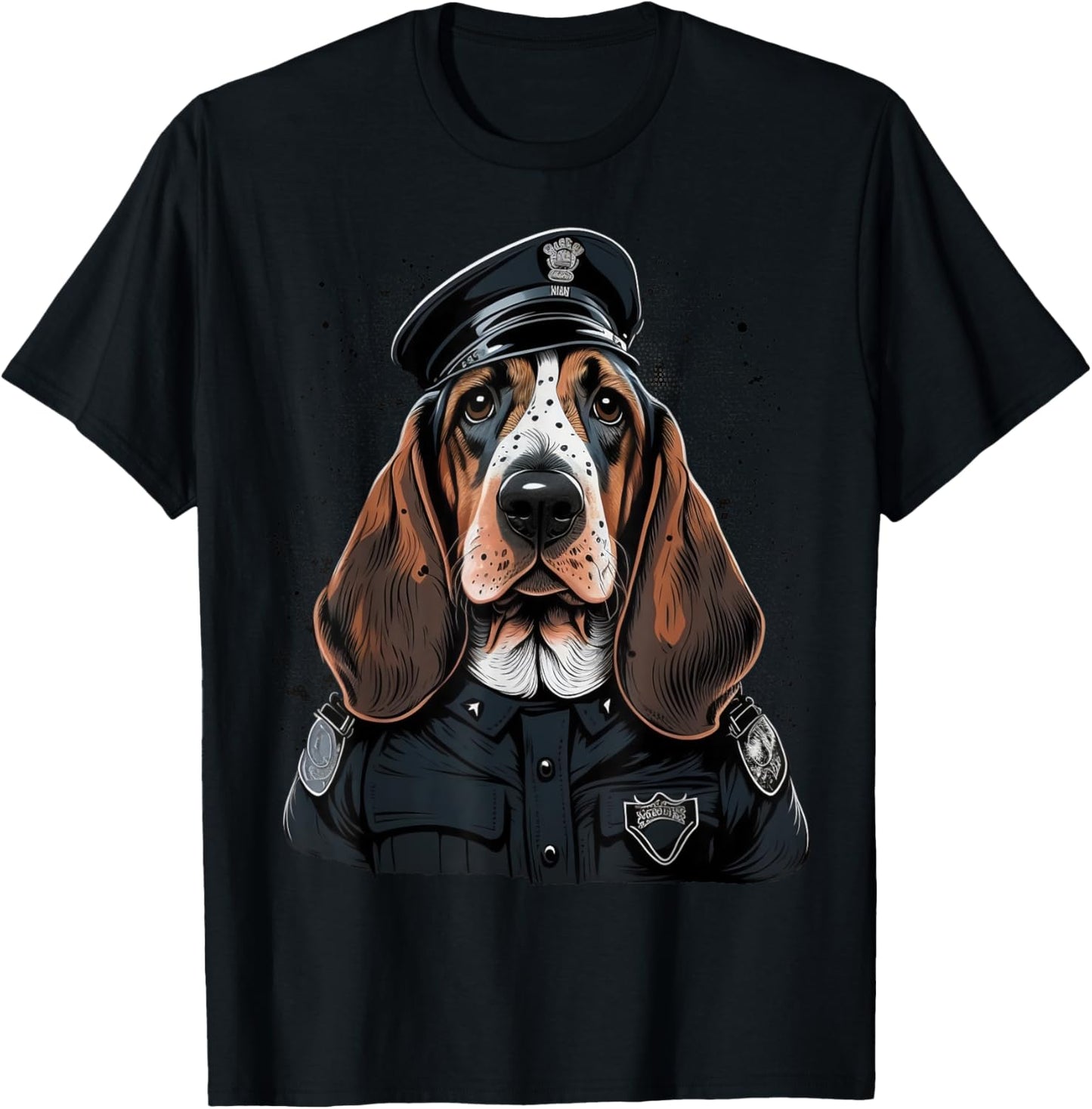 Police Officer Basset Hound Cop dog on Police Basset Hound Men Women Kids T-Shirt - T-Shirt | Black