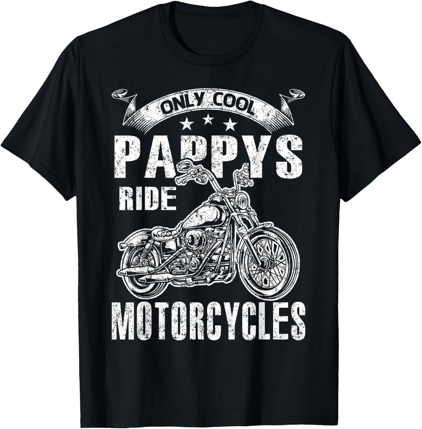Only Cool Pappys Rides Motorcycles T-Shirt - T-Shirt | Black