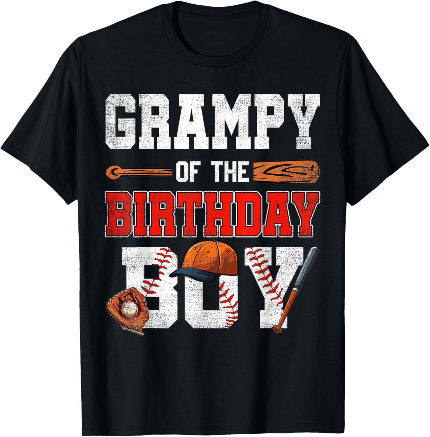Grampy Of The Birthday Boy Baseball Bday Family T-Shirt - T-Shirt | Black