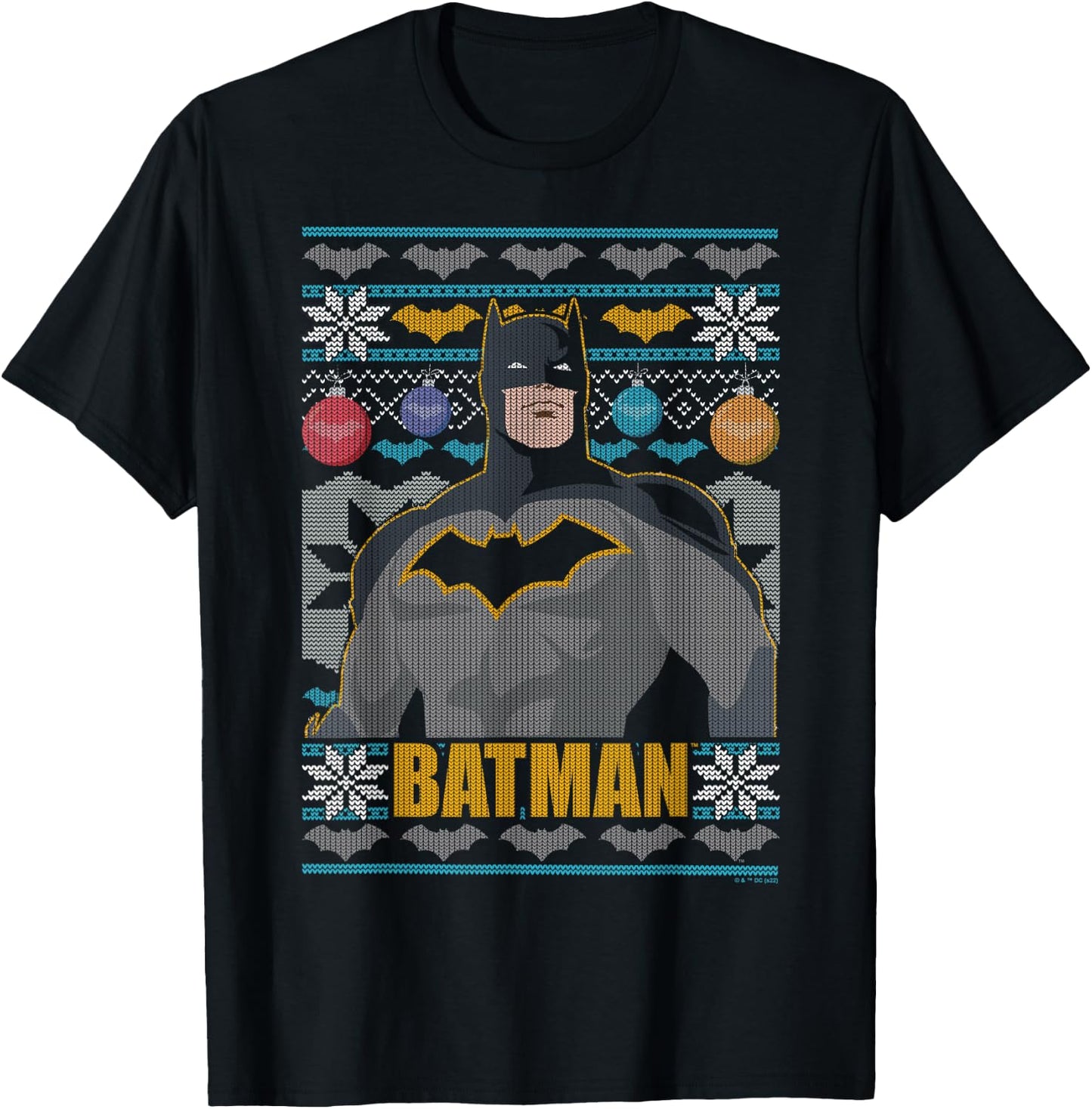 DC Comics Christmas Batman Ugly Sweater T-Shirt - T-Shirt | Black