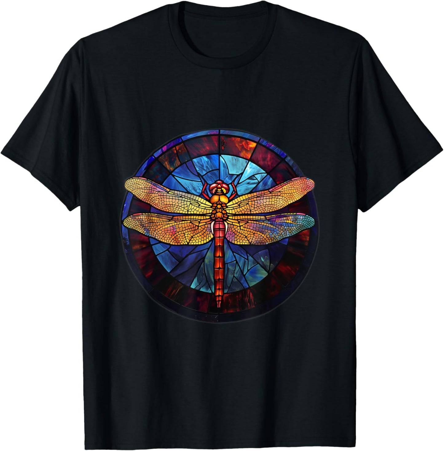 Beautiful nature. Dragonfly. Stained glass graphic. T-Shirt - T-Shirt | Black