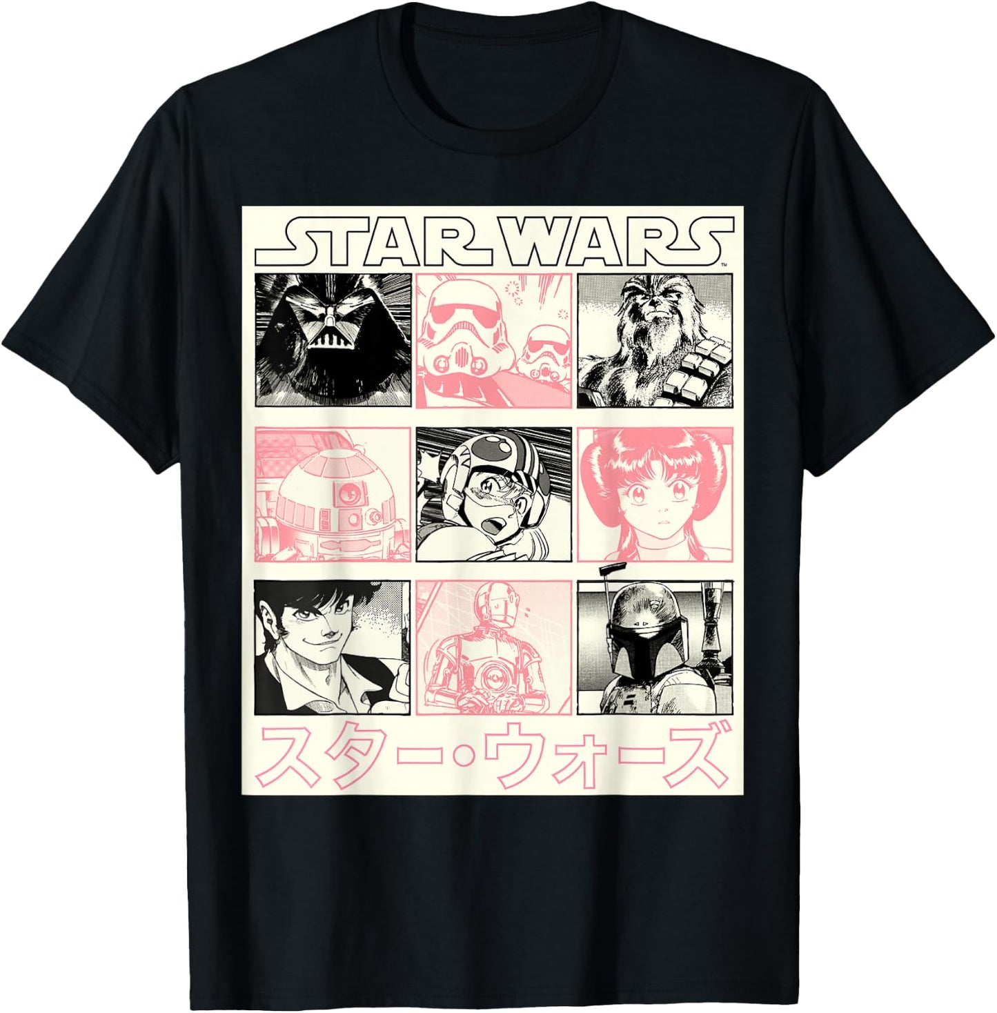 Star Wars Manga Style Comic Panels T-Shirt - T-Shirt | Black