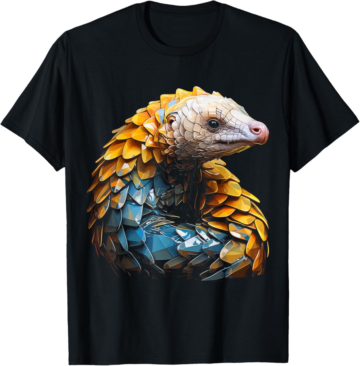 Pangolins Colorful Art Animal Graphic Polygon Pangolins T-Shirt - T-Shirt | Black