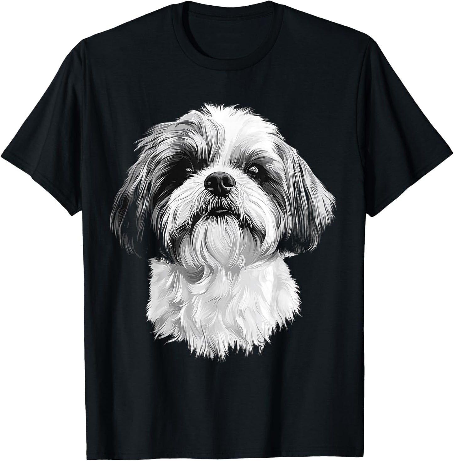 Shih Tzu Dog Motif Pet Artwork Shih Tzu T-Shirt - T-Shirt | Black