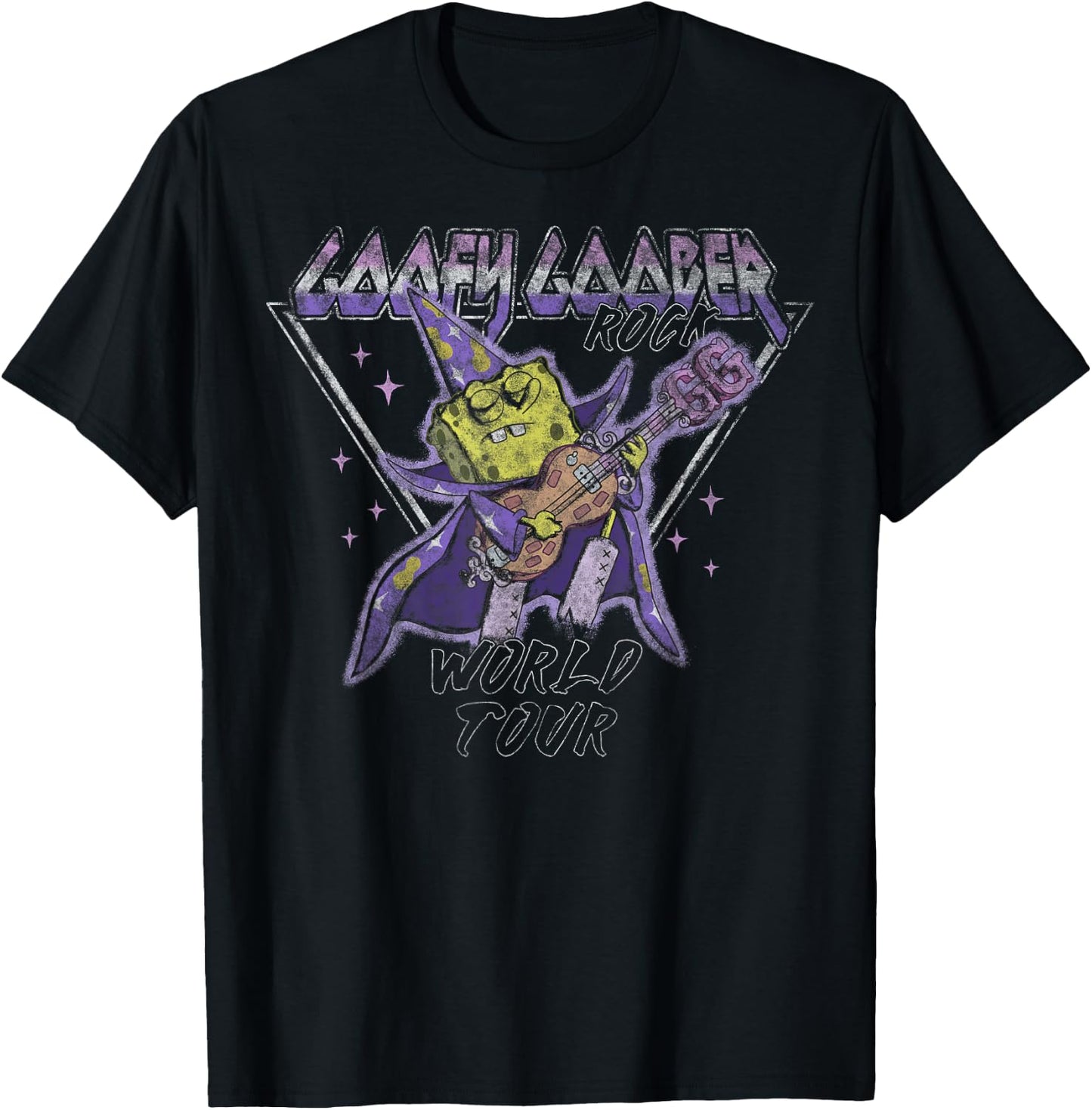 Spongebob Squarepants Goofy Goober Rock World Tour Small T-Shirt - T-Shirt | Black