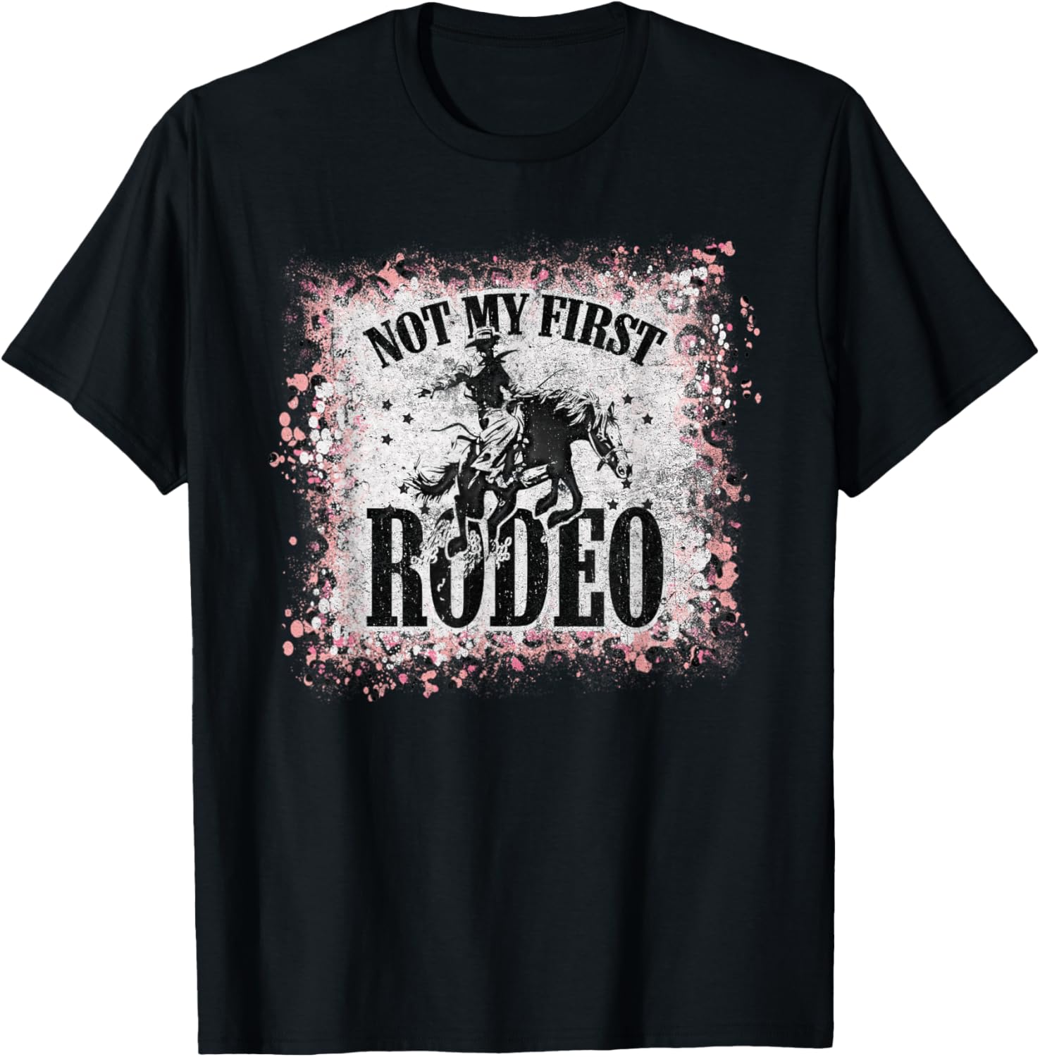 Vintage Leopard Bleached Not My First Rodeo T-Shirt - T-Shirt | Black